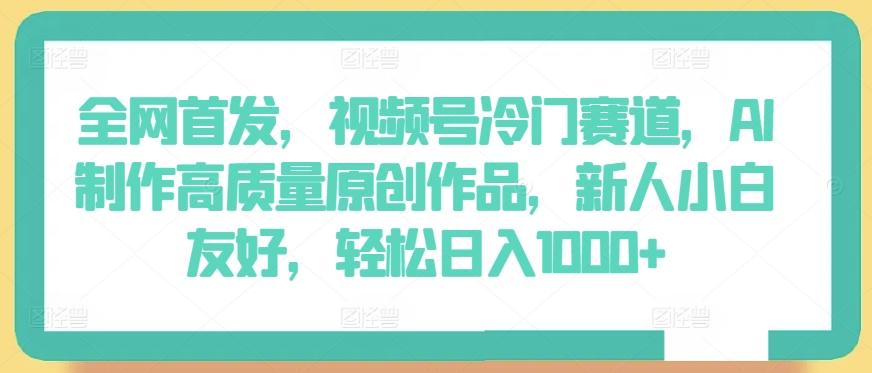 全网首发，视频号冷门赛道，AI制作高质量原创作品，新人小白友好，轻松日入1000+【揭秘】-我爱自学网