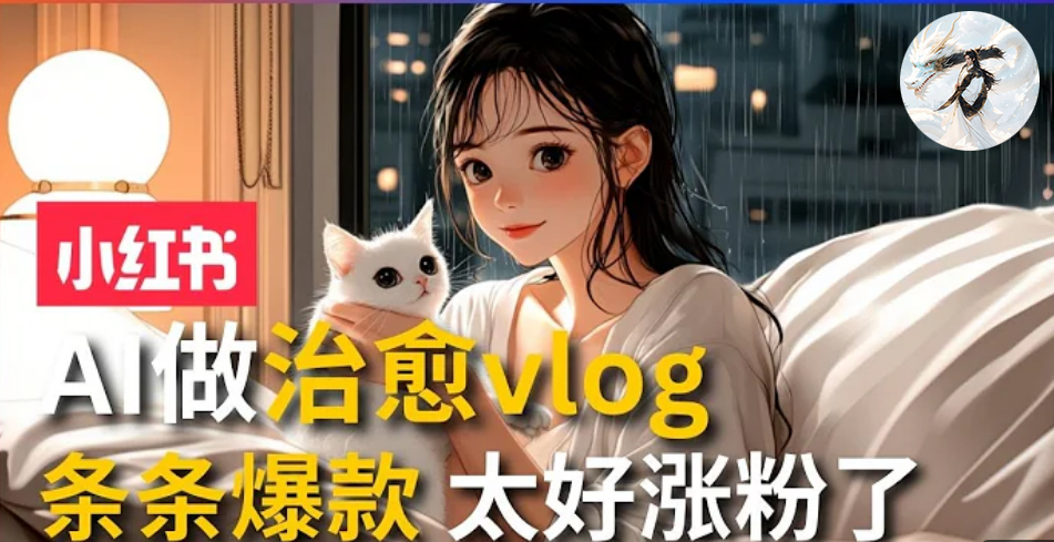 AI治愈系vlog动画视频，小红书1个月轻松涨粉破万，商单报价1500+日入2000+-我爱自学网