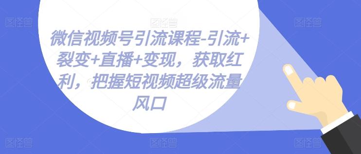 微信视频号引流课程-引流+裂变+直播+变现，获取红利，把握短视频超级流量风口-我爱自学网