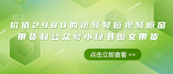 价值2980的视频号短视频橱窗带货和公众号小绿书图文带货-我爱自学网