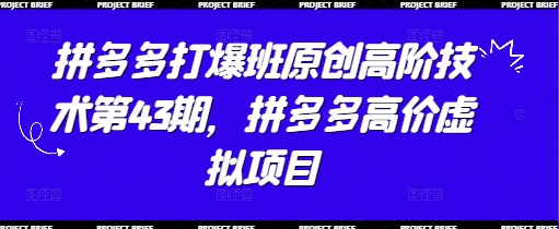拼多多打爆班原创高阶技术第43期，拼多多高价虚拟项目-我爱自学网