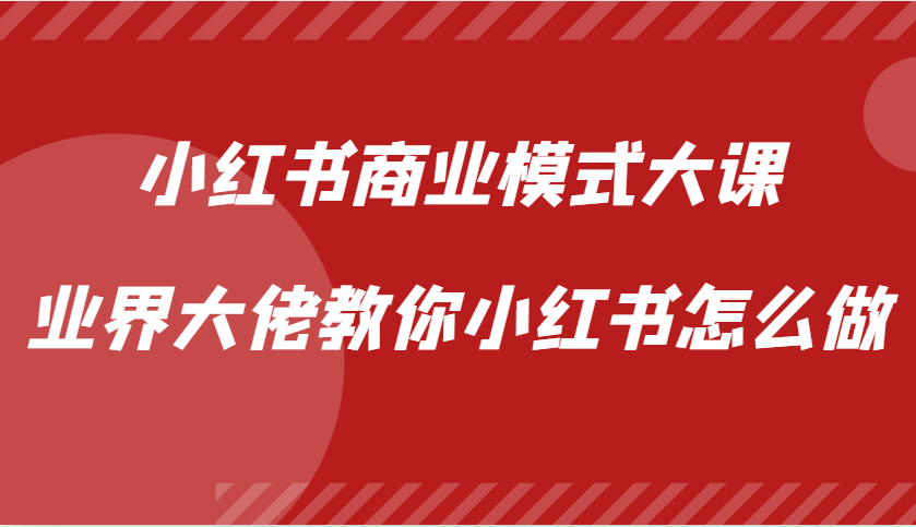 小红书商业模式大课，业界大佬教你小红书怎么做【视频课】-我爱自学网