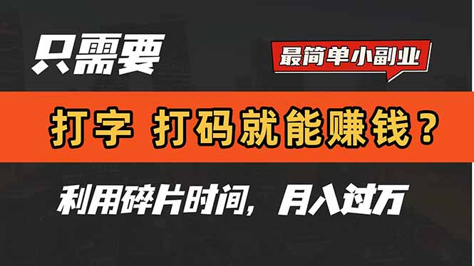 只需要打字，打码，就能赚钱？简单的赚钱小副业，利用碎片时间，月入过万-我爱自学网