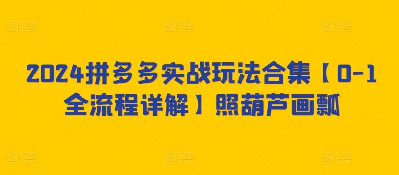 2024拼多多实战玩法合集【0-1全流程详解】照葫芦画瓢-我爱自学网