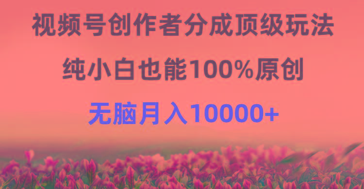 (9608期)视频号创作者分成顶级玩法，纯小白也能100%原创，无脑月入10000+-我爱自学网