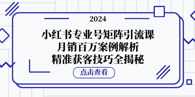小红书专业号矩阵引流课，月销百万案例解析，精准获客技巧全揭秘-我爱自学网