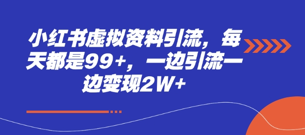 小红书虚拟资料引流，每天都是99+，一边引流一边变现2W+-我爱自学网