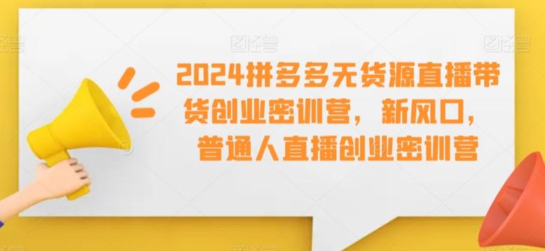 2024拼多多无货源直播带货创业密训营，新风口，普通人直播创业密训营-我爱自学网