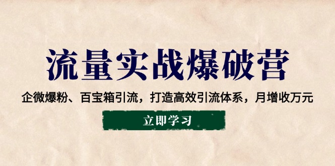 流量实战爆破营：企微爆粉、百宝箱引流，打造高效引流体系，月增收万元-我爱自学网