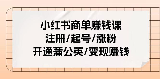 小红书商单赚钱课：注册/起号/涨粉/开通蒲公英/变现赚钱(25节课)-我爱自学网
