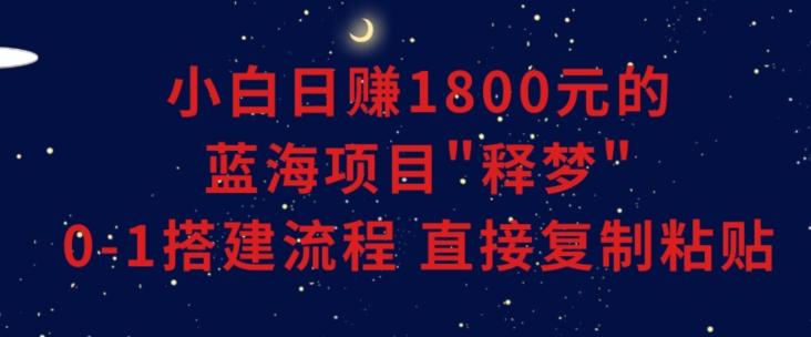 小白能日赚1800元的蓝海项目”释梦”0-1搭建流程可直接复制粘贴长期做【揭秘】-我爱自学网