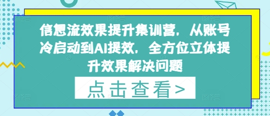信息流效果提升集训营，从账号冷启动到AI提效，全方位立体提升效果解决问题-我爱自学网