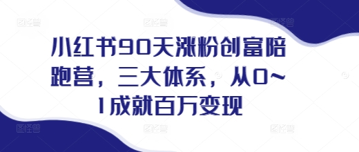 小红书90天涨粉创富陪跑营，​三大体系，从0~1成就百万变现，做小红书的最后一站-我爱自学网