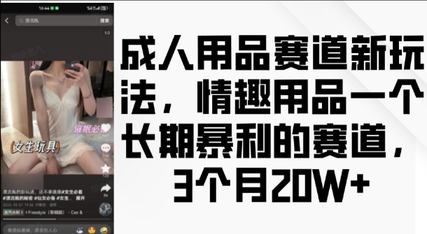 成人用品赛道新玩法，情趣用品一个长期暴利的赛道，3个月收益20个【揭秘】-我爱自学网