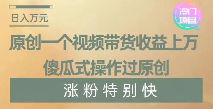 原创一个视频带货收益上万，傻瓜式操作过原创，几分钟做一个视频涨粉特别快【揭秘】-我爱自学网