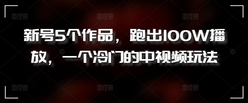 新号5个作品，跑出100W播放，一个冷门的中视频玩法【揭秘】-我爱自学网