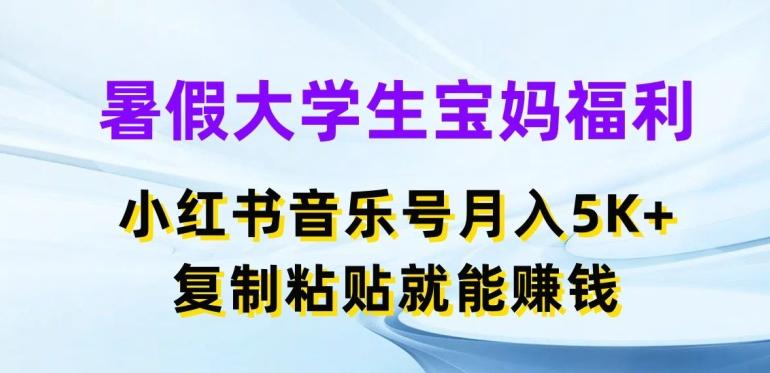 暑假大学生宝妈福利，小红书音乐号月入5000+，复制粘贴就能赚钱【揭秘】-我爱自学网