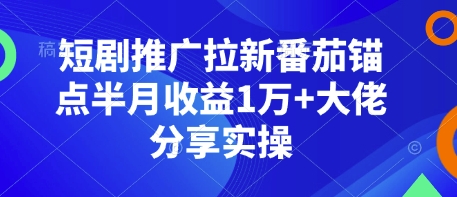 短剧推广拉新番茄锚点半月收益1万+大佬分享实操-我爱自学网