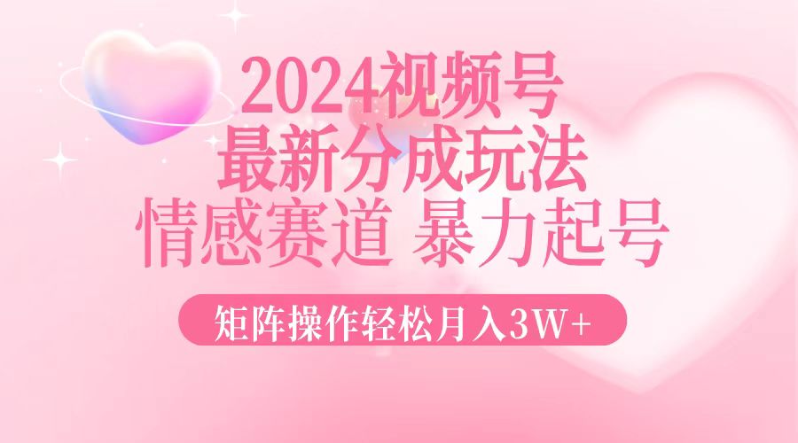 2024最新视频号分成玩法，情感赛道，暴力起号，矩阵操作轻松月入3W+-我爱自学网