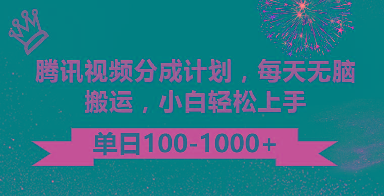 腾讯视频分成计划最新玩法，无脑搬运，日入100-1000-我爱自学网