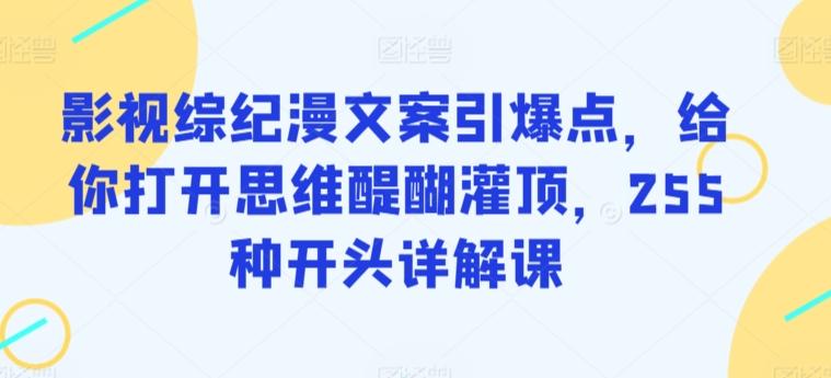影视综纪漫文案引爆点，给你打开思维醍醐灌顶，255种开头详解课-我爱自学网