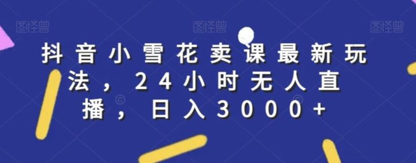 抖音小雪花卖课最新玩法，24小时无人直播，日入3000+【揭秘】-我爱自学网