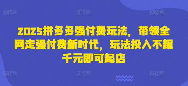 2025拼多多强付费玩法，带领全网走强付费新时代，玩法投入不超千元即可起店-我爱自学网