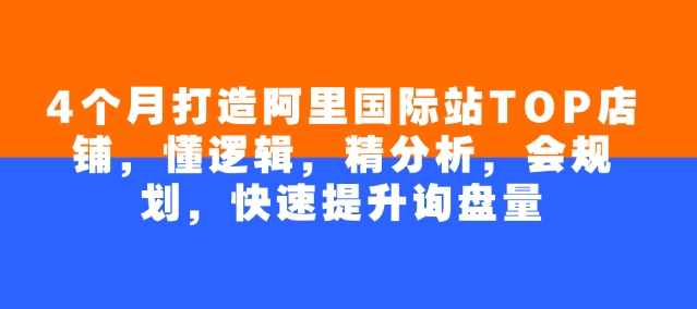 4个月打造阿里国际站TOP店铺，懂逻辑，精分析，会规划，快速提升询盘量-我爱自学网