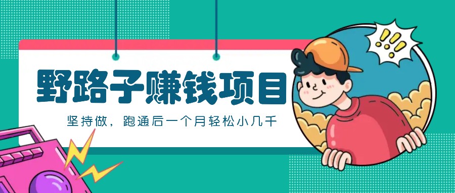 一个人就能操作的野路子赚钱项目，零成本零门槛坚持做，跑通后一个月小几千！-我爱自学网