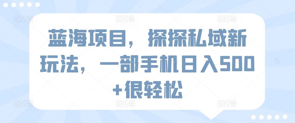 蓝海项目，探探私域新玩法，一部手机日入500+很轻松【揭秘】-我爱自学网