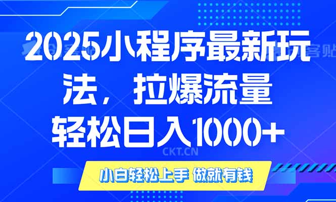 2025年小程序最新玩法，流量直接拉爆，单日稳定变现1000+-我爱自学网