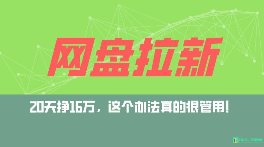 网盘拉新+私域全自动玩法，0粉起号，小白可做，当天见收益，已测单日破5000-我爱自学网