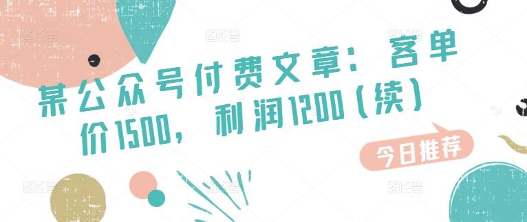 某公众号付费文章：客单价1500，利润1200(续)，市场几乎可以说是空白的-我爱自学网