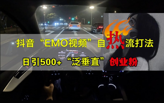 抖音EMO视频自热打法，日引500+“泛垂直”创业粉-我爱自学网