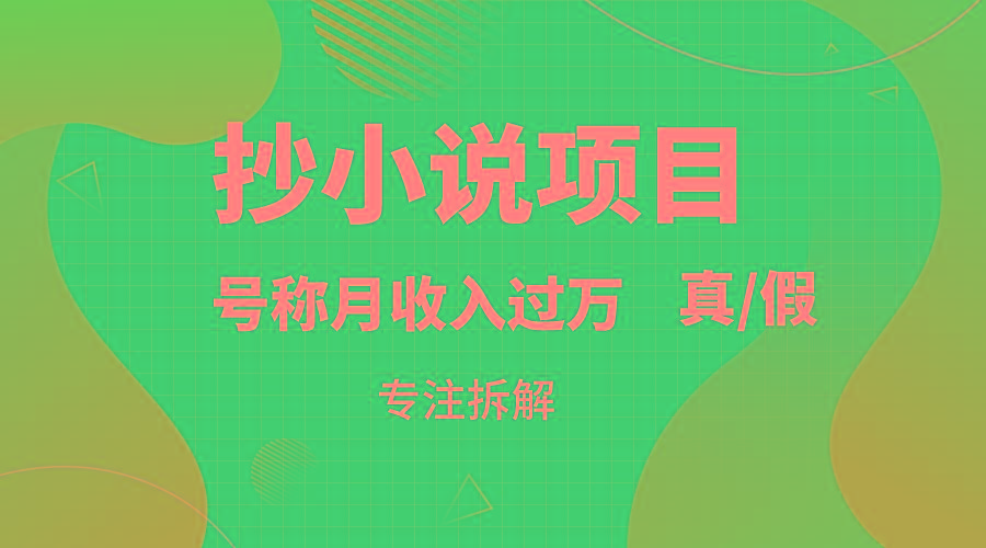 抄小说项目，号称月入过万，到底是否真实，能不能做，详细拆解-我爱自学网