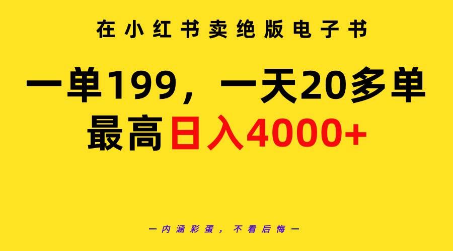 (9401期)在小红书卖绝版电子书，一单199 一天最多搞20多单，最高日入4000+教程+资料-我爱自学网