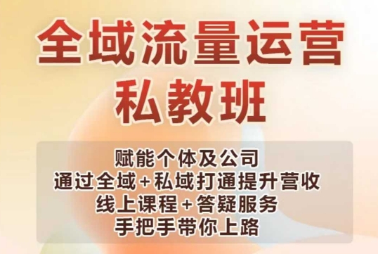 全域流量运营操盘课，赋能个体及公司通过全域+私域打通提升营收-我爱自学网