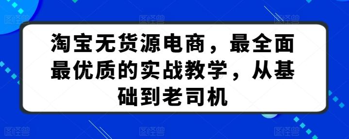 淘宝无货源电商，最全面最优质的实战教学，从基础到老司机-我爱自学网