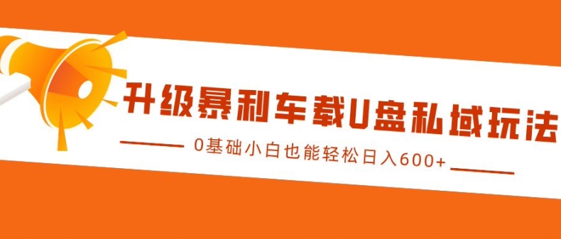 升级暴利车载U盘私域玩法，0基础小白也能轻松日入多张【揭秘】-我爱自学网