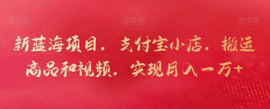新蓝海项目，支付宝小店，搬运商品和视频，实现月入一万+【揭秘】-我爱自学网