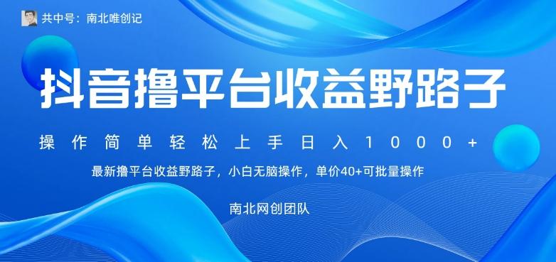 最新撸抖音平台收益野路子，操作简单，单价高，小白可无脑操作可日入1000+-我爱自学网