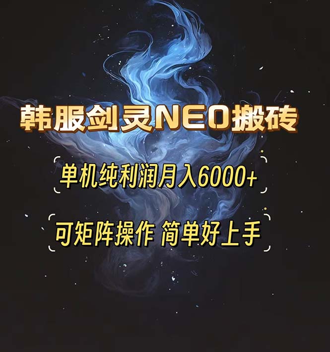韩服剑灵NEO搬砖攻略，单机纯利润月入6000+ 可矩阵操作，简单好上手。-我爱自学网