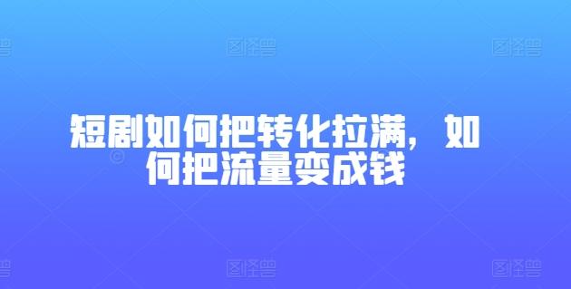 短剧如何把转化拉满，如何把流量变成钱-我爱自学网