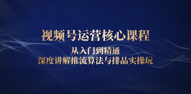 视频号运营核心课程，从入门到精通，深度讲解推流算法与排品实操玩-我爱自学网