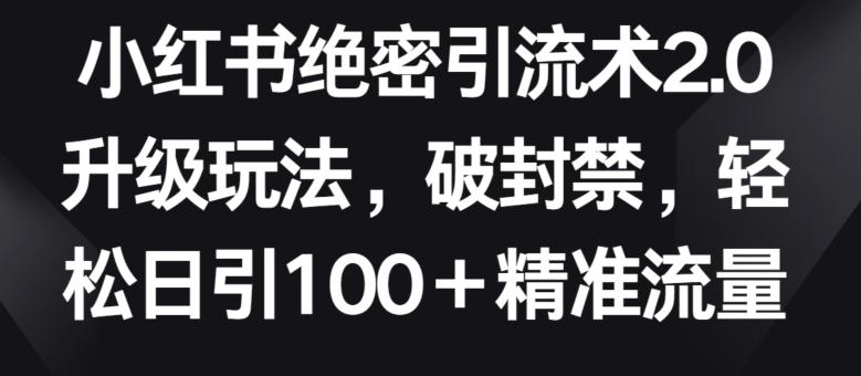 小红书绝密引流术2.0升级玩法，破封禁，轻松日引100+精准流量【揭秘】-我爱自学网