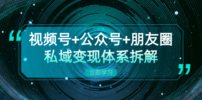 视频号+公众号+朋友圈私域变现体系拆解，全体平台流量枯竭下的应对策略-我爱自学网