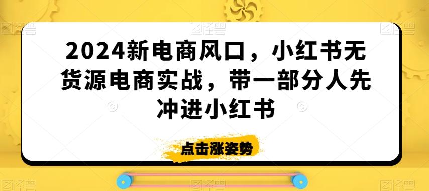 2024新电商风口，小红书无货源电商实战，带一部分人先冲进小红书-我爱自学网