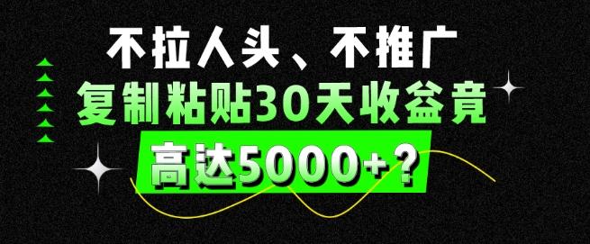 不拉人头、不推广，复制粘贴30天收益竟高达5000+？-我爱自学网