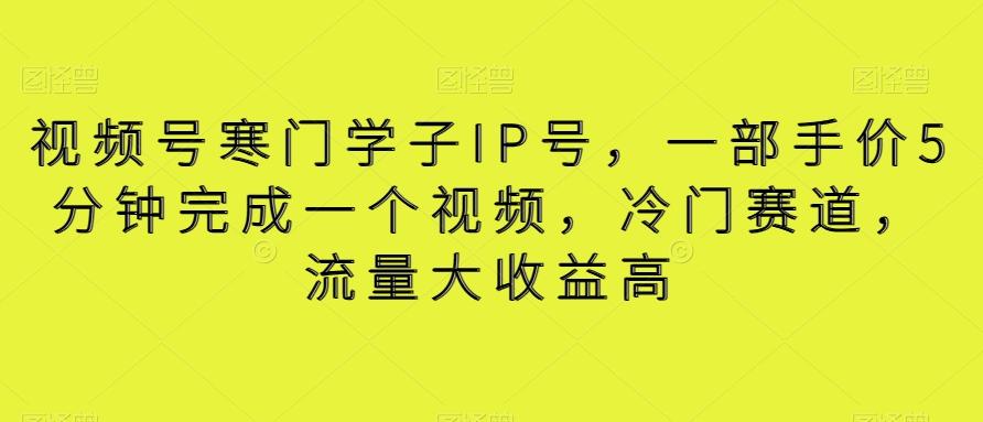 视频号寒门学子IP号，一部手价5分钟完成一个视频，冷门赛道，流量大收益高【揭秘】-我爱自学网