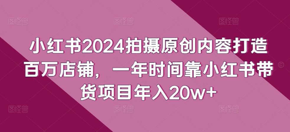 小红书2024拍摄原创内容打造百万店铺，一年时间靠小红书带货项目年入20w+-我爱自学网